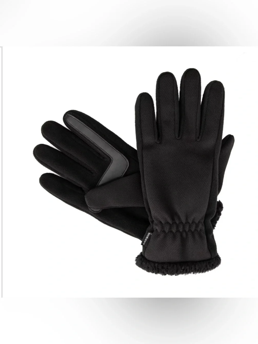 isotoner Black Fleece Sherpa Trim Tech Stretch Smart Dri Repel Technology Gloves
